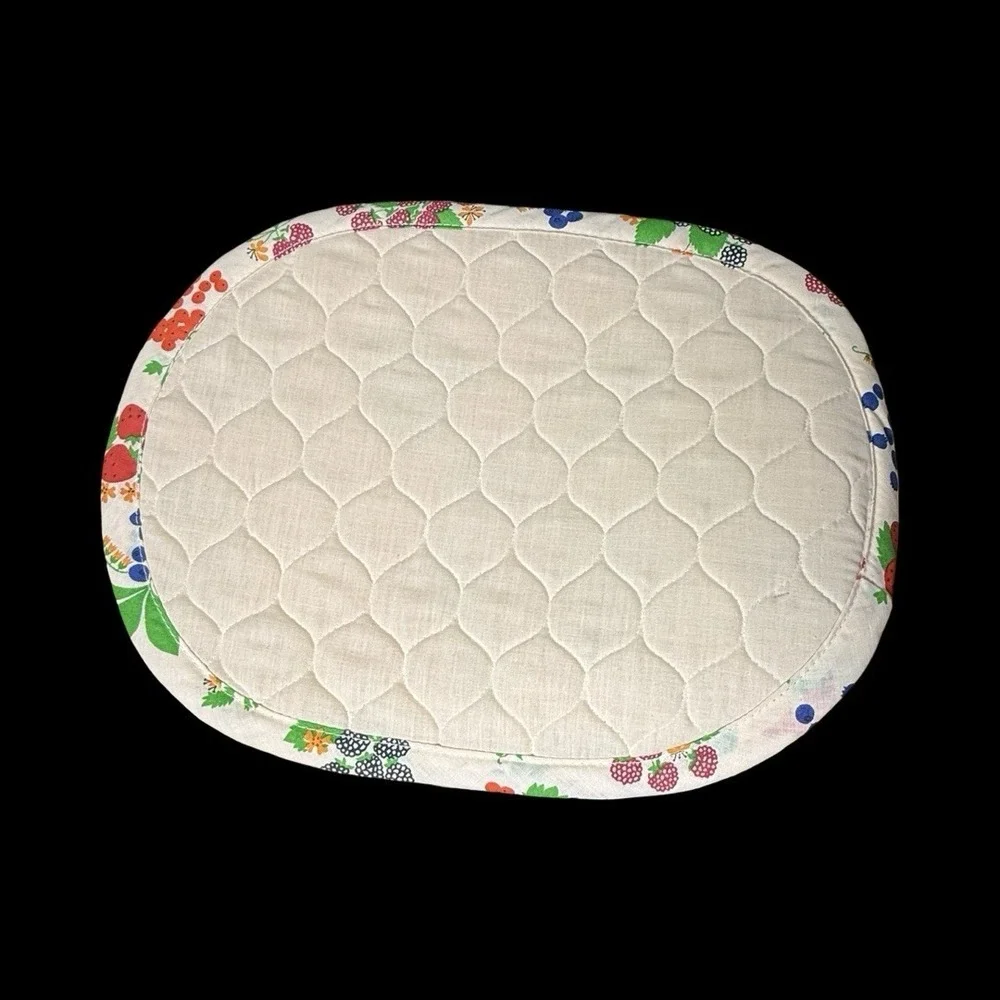 Vintage‎ Quilted Placemats Berries Cottagecore Country Granny Kitchen Set Of 4